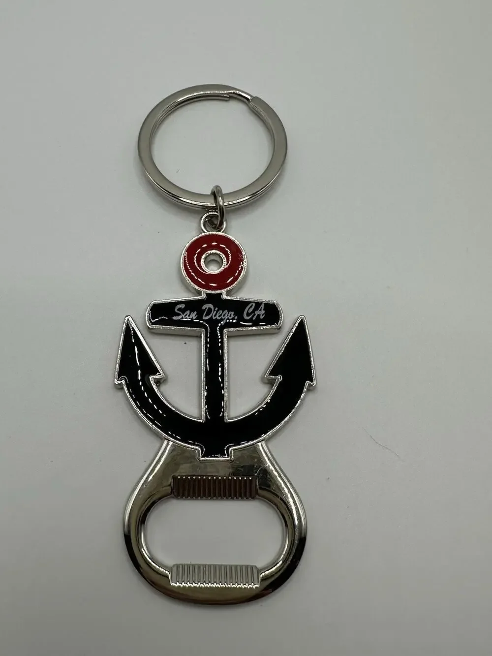 San Diego California Anchor Keychain With Bottle Cap Opener 4”L